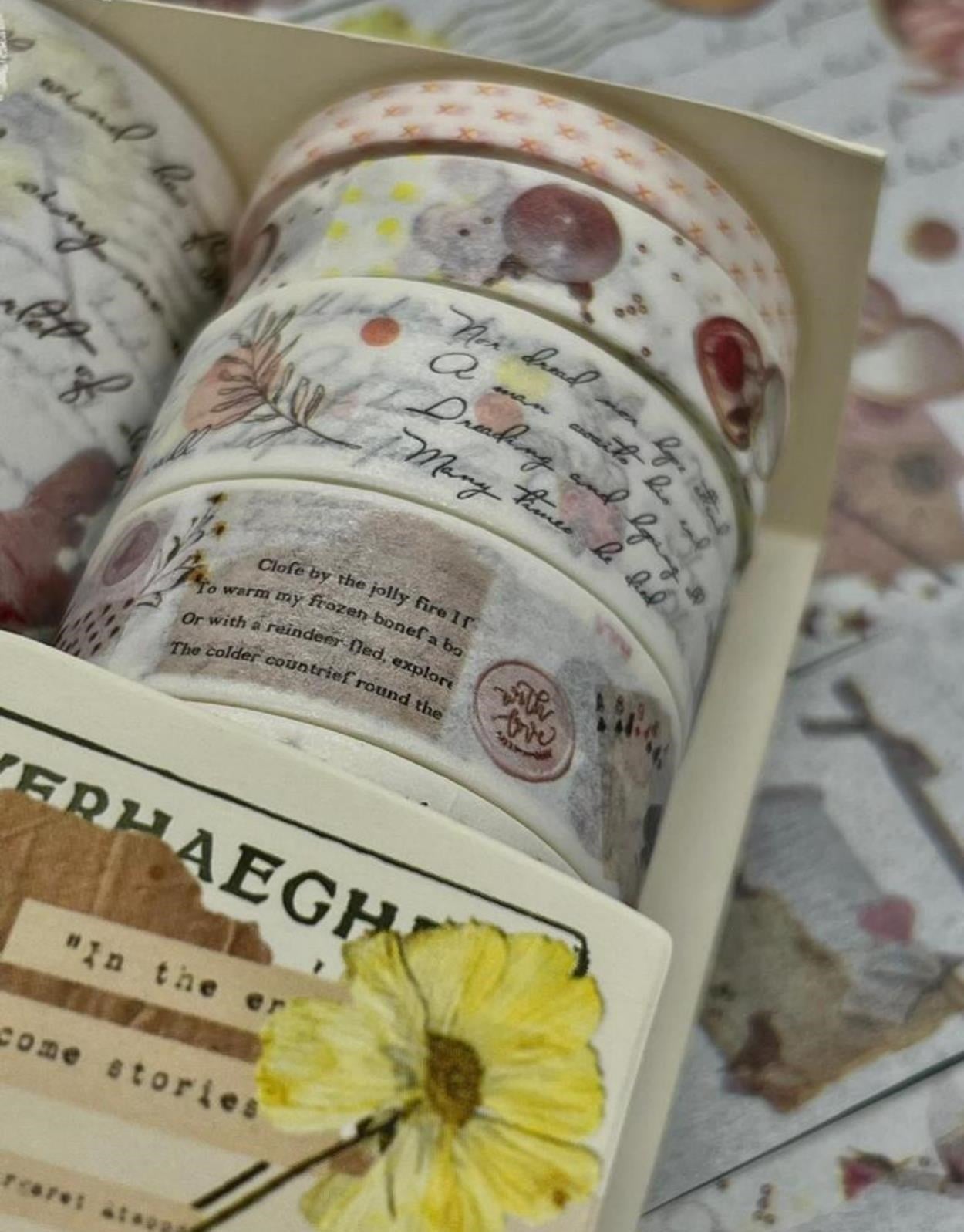 Soft Bahar Çiçekleri Temalı 6'lı Washi Bant Set / Washi Tape / Bullet Journal / Scrapbook