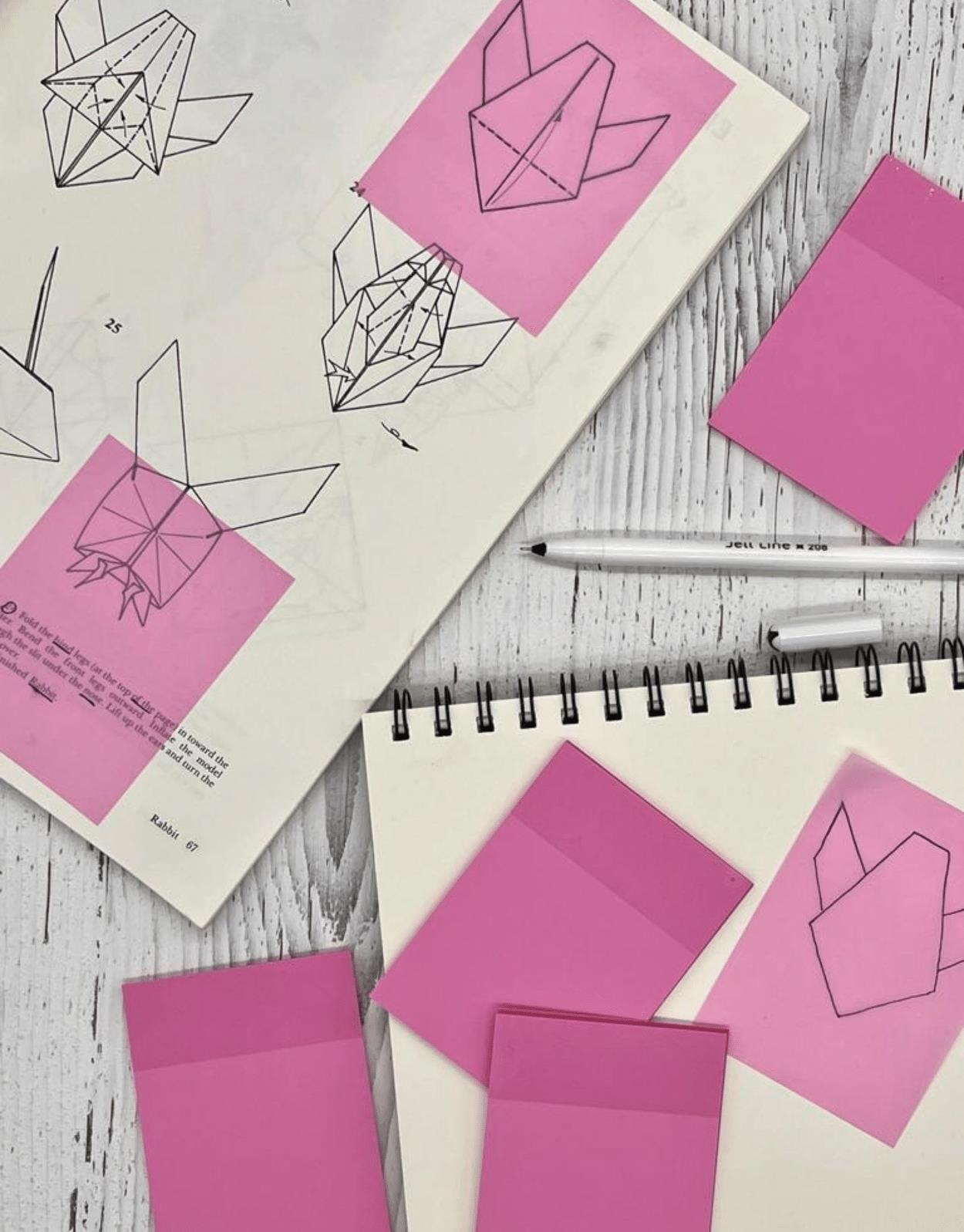 Soft Koyu Pembe Şeffaf Post-it / Transparan Sticky Note / Sticky Note / Bullet Journal