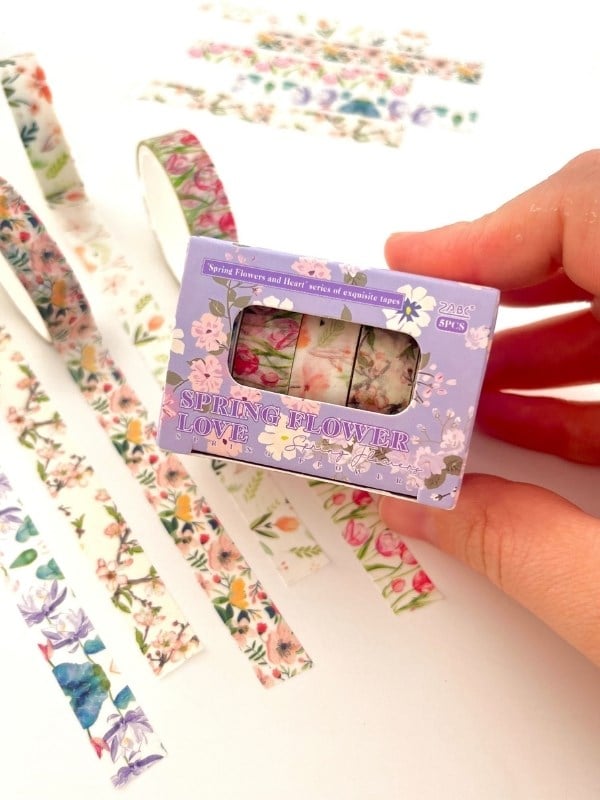 Spring Flower Love Bahar Çiçekleri Temalı 5'li Washi Bant Set (5*2m)/Masking Tape/Desenli Bant