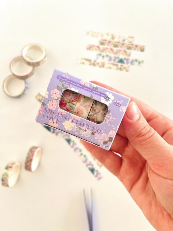 Spring Flower Love Bahar Çiçekleri Temalı 5'li Washi Bant Set (5*2m)/Masking Tape/Desenli Bant
