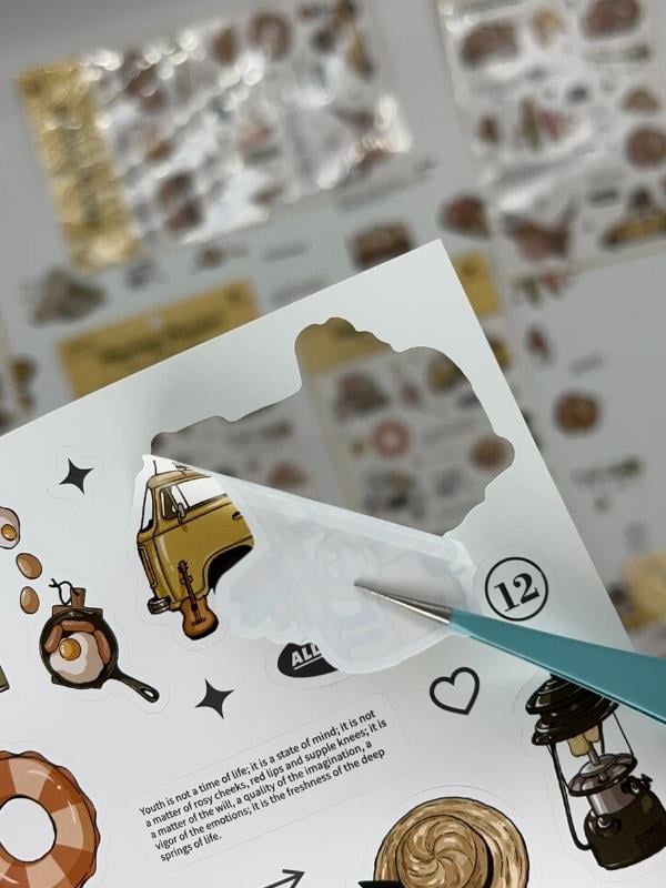 Spring Picnic Retro Kamp Ve Piknik Temalı 2 Yaprak 45 Adet Sticker Seti/Etiket/Çıkartma