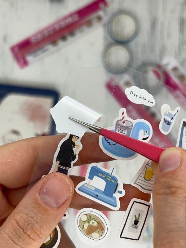 Sticker Cımbızı Düz Uçlu Koyu Pembe/Çıkartma/Washi Bant/Sticker/ Bullet Journal/Defter Süsleme