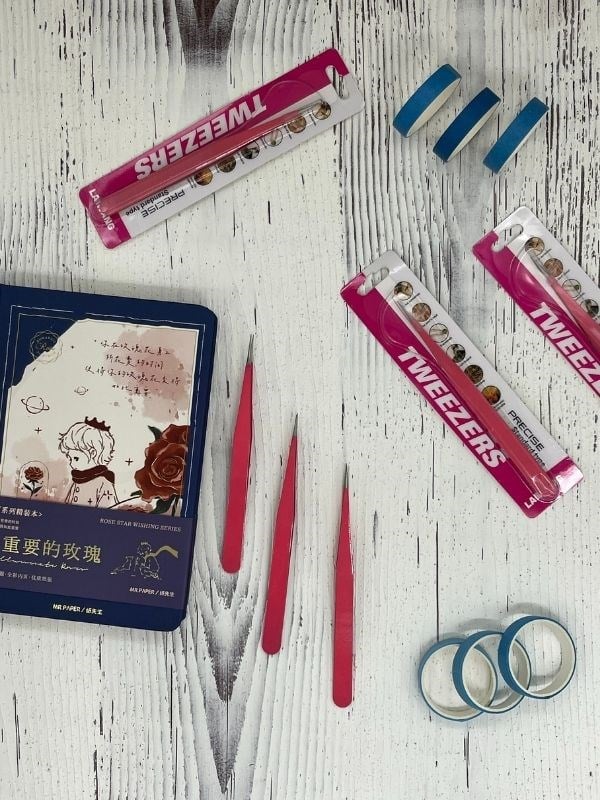 Sticker Cımbızı Düz Uçlu Koyu Pembe/Çıkartma/Washi Bant/Sticker/ Bullet Journal/Defter Süsleme