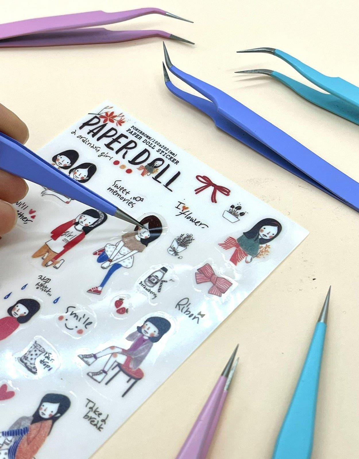 Sticker Cımbızı  Düz Uçlu Mor - Çıkartma -Washi Bant - Sticker  - Bullet Journal - Defter Süslem