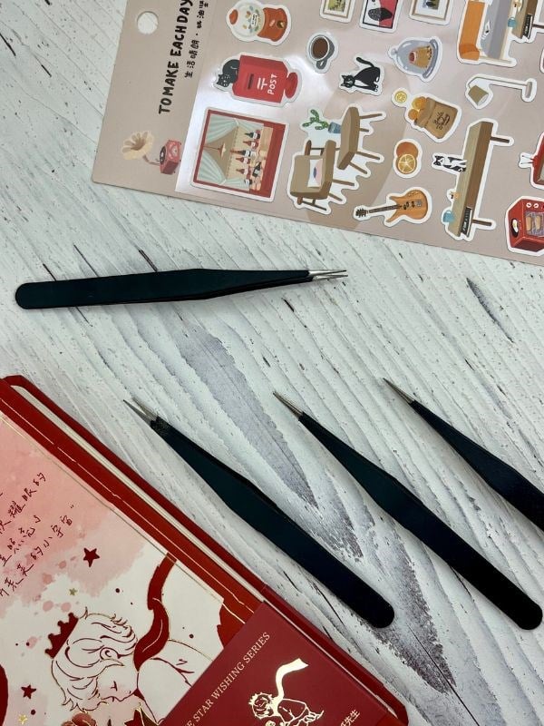 Sticker Cımbızı Düz Uçlu Siyah/Çıkartma/Washi Bant/Sticker/Bullet Journal/Defter Süsleme
