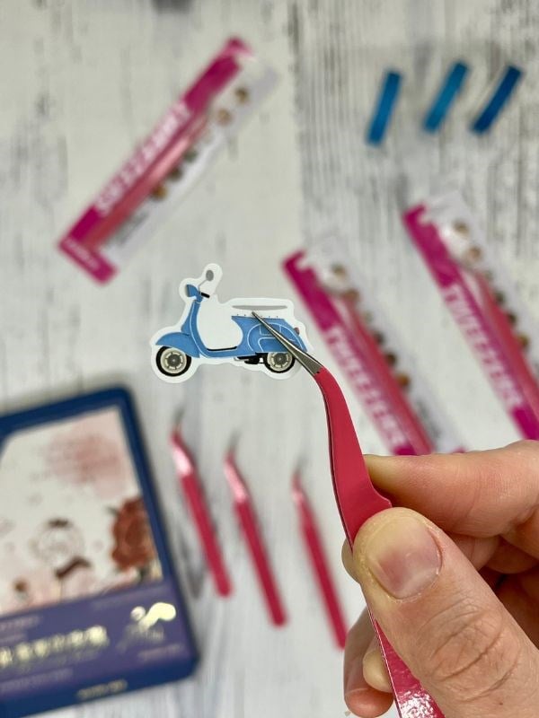 Sticker Cımbızı Eğri Uçlu Koyu Pembe/Çıkartma/Washi Bant/Sticker/Bullet Journal/Defter Süsleme