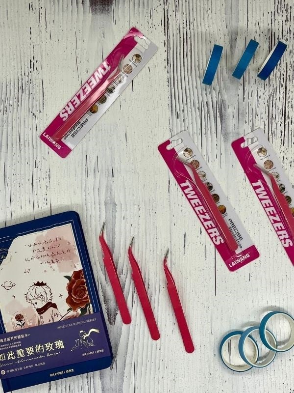 Sticker Cımbızı Eğri Uçlu Koyu Pembe/Çıkartma/Washi Bant/Sticker/Bullet Journal/Defter Süsleme