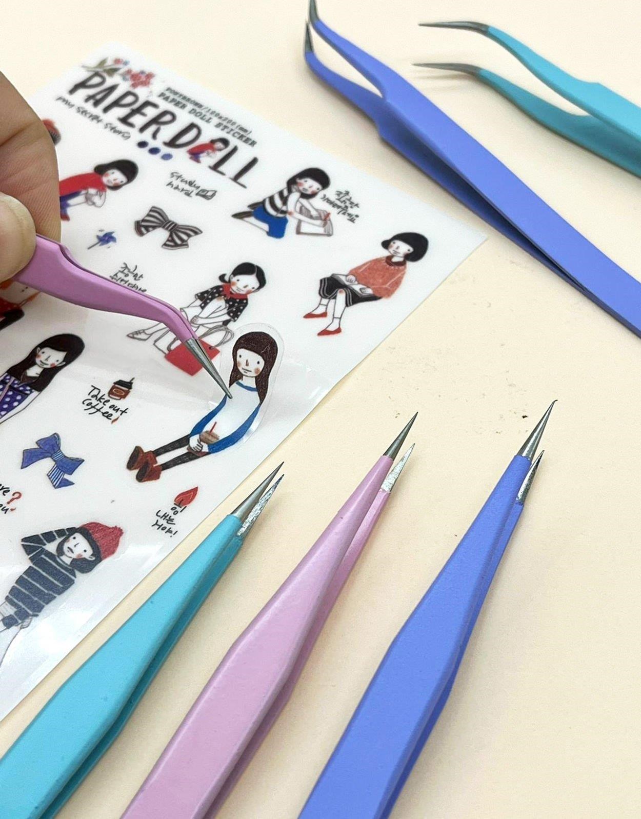 Sticker Cımbızı Eğri Uçlu Pembe - Çıkartma -Washi Bant - Sticker  - Bullet Journal - Defter Süsleme