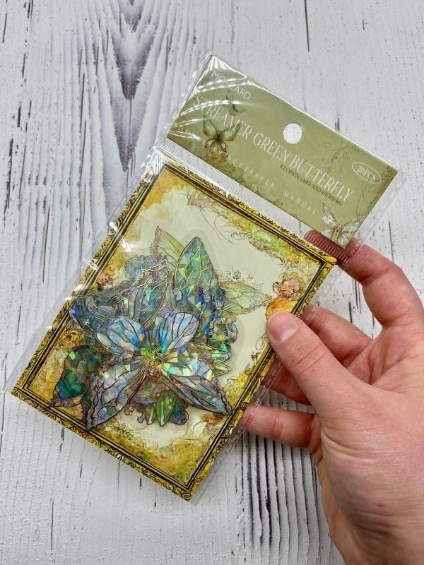 Streamer Green Butterfly Işıl Işıl Yeşil Kelebekler Şeffaf Pet Sticker Set/Çıkartma/Su Geçirmez/Bullet Journal