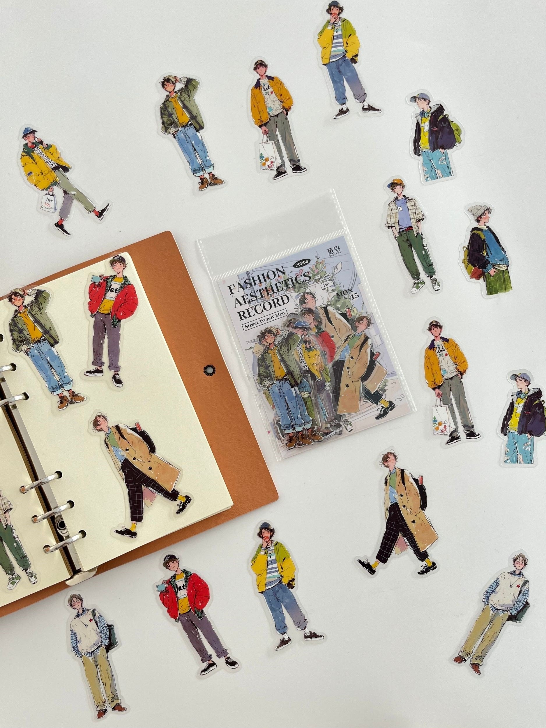 Street Trendy Men Erkek Modası Temalı 20 Adet Dekoratif Sticker Seti/ Etiket/Çıkartma