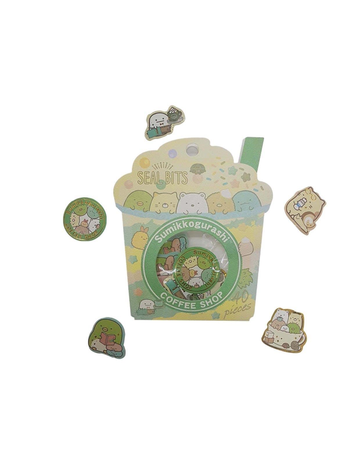 Sumikko Gurashi Coffee Shop Kahverengi Paket Altın Yaldızlı 40Adet Mini Sticker Seti/Etiket/Çıkartma