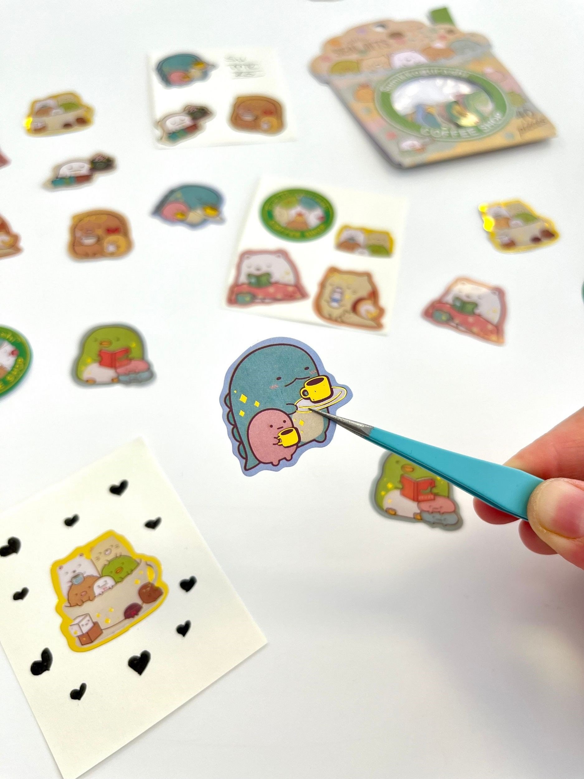 Sumikko Gurashi Coffee Shop Kahverengi Paket Altın Yaldızlı 40Adet Mini Sticker Seti/Etiket/Çıkartma