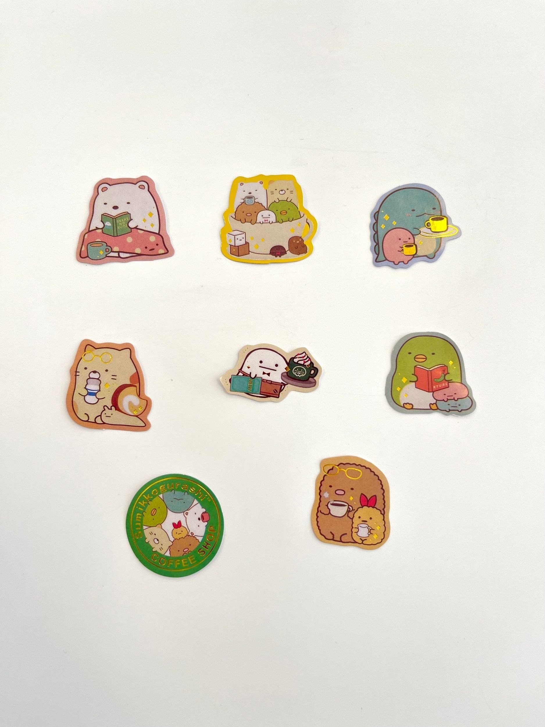 Sumikko Gurashi Coffee Shop Kahverengi Paket Altın Yaldızlı 40Adet Mini Sticker Seti/Etiket/Çıkartma