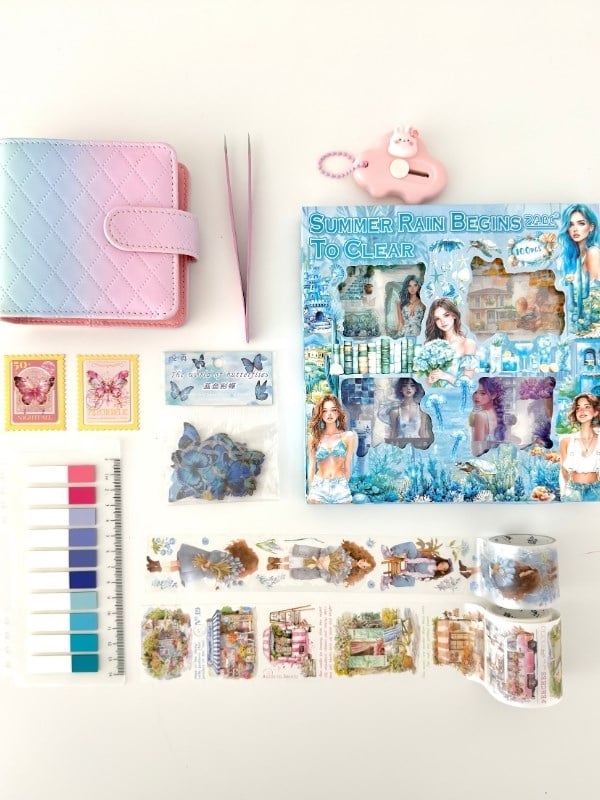 Summer Dream Aesthetic Yaz Güneşi 10 Parça Dev Hediyelik Set/Sticker/Kitap Ayracı/ İndeks/Washi Bant