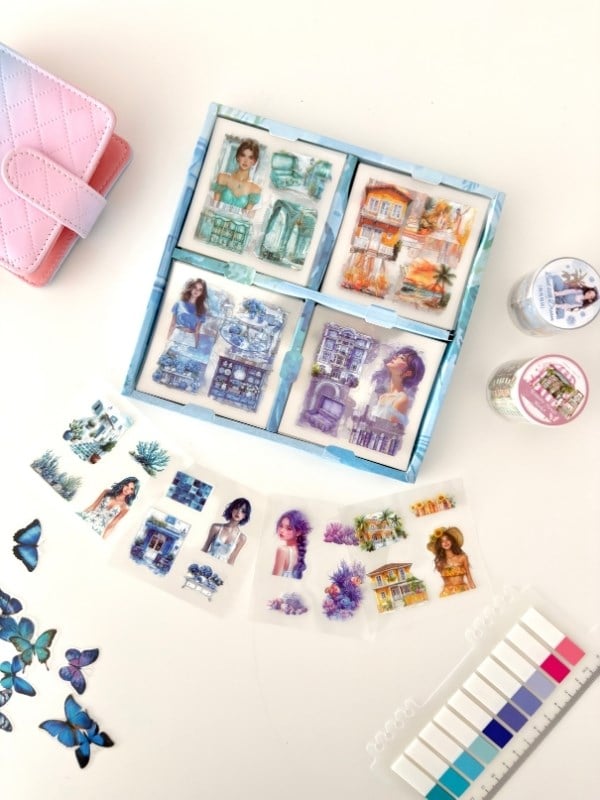 Summer Dream Aesthetic Yaz Güneşi 10 Parça Dev Hediyelik Set/Sticker/Kitap Ayracı/ İndeks/Washi Bant
