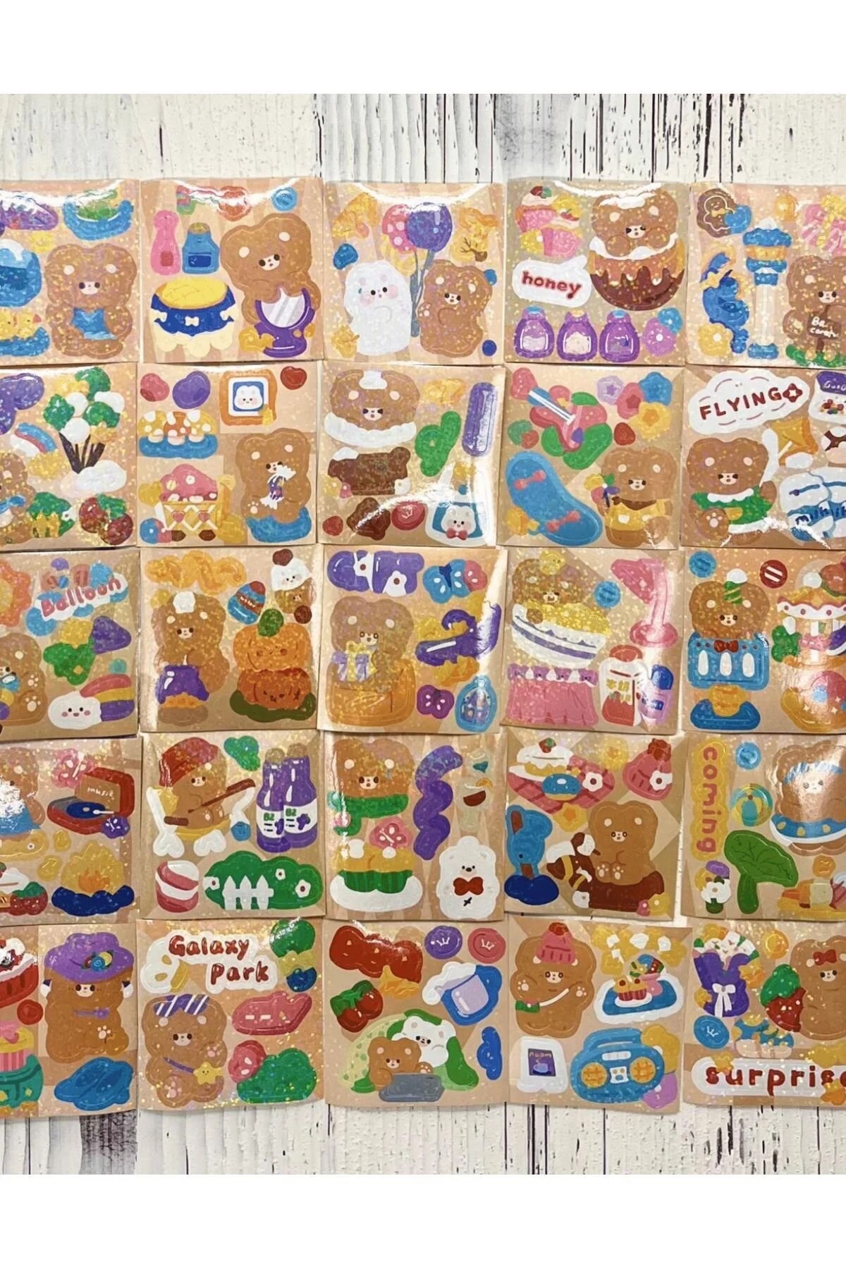 Sunday Tavşan 4 Bölümlü 100 Yaprak 500 Adet Mor Mini Kutu Sticker Seti  / Bullet Journal / Etiket/ Çıkartma Su Geçirmez