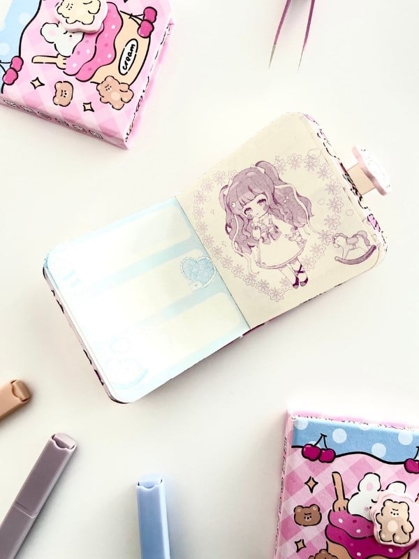 Sweet Bear Dondurma Temalı 130 Yaprak Renkli Mini Planlayıcı/Not Defteri/Mıknatıslı Ajanda
