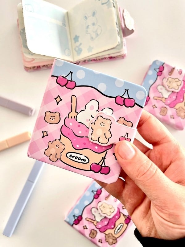 Sweet Bear Dondurma Temalı 130 Yaprak Renkli Mini Planlayıcı/Not Defteri/Mıknatıslı Ajanda