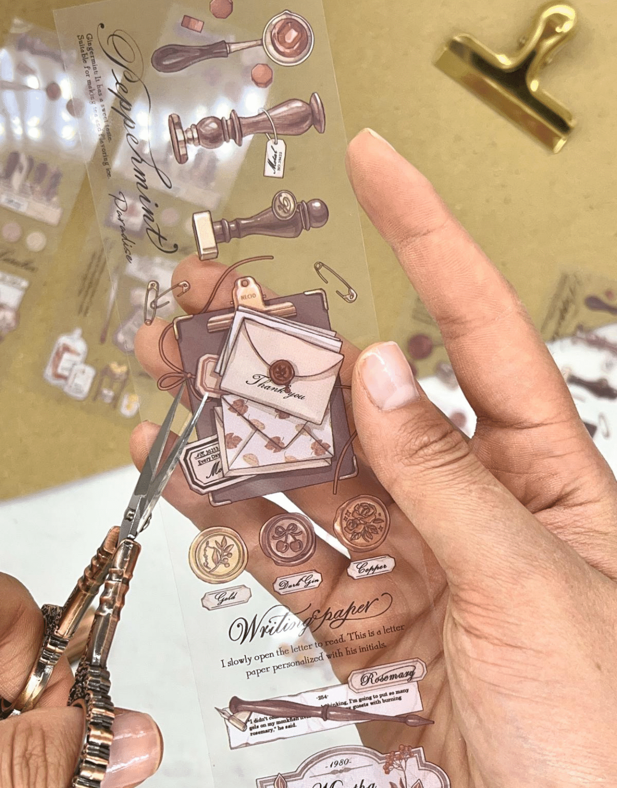 The İmprint Of Time Retro Mühür Ve Damga Temalı 6 Yaprak Şeffaf Pet Sticker/ Çıkartma / Bullet Journal / Su Geçirmez