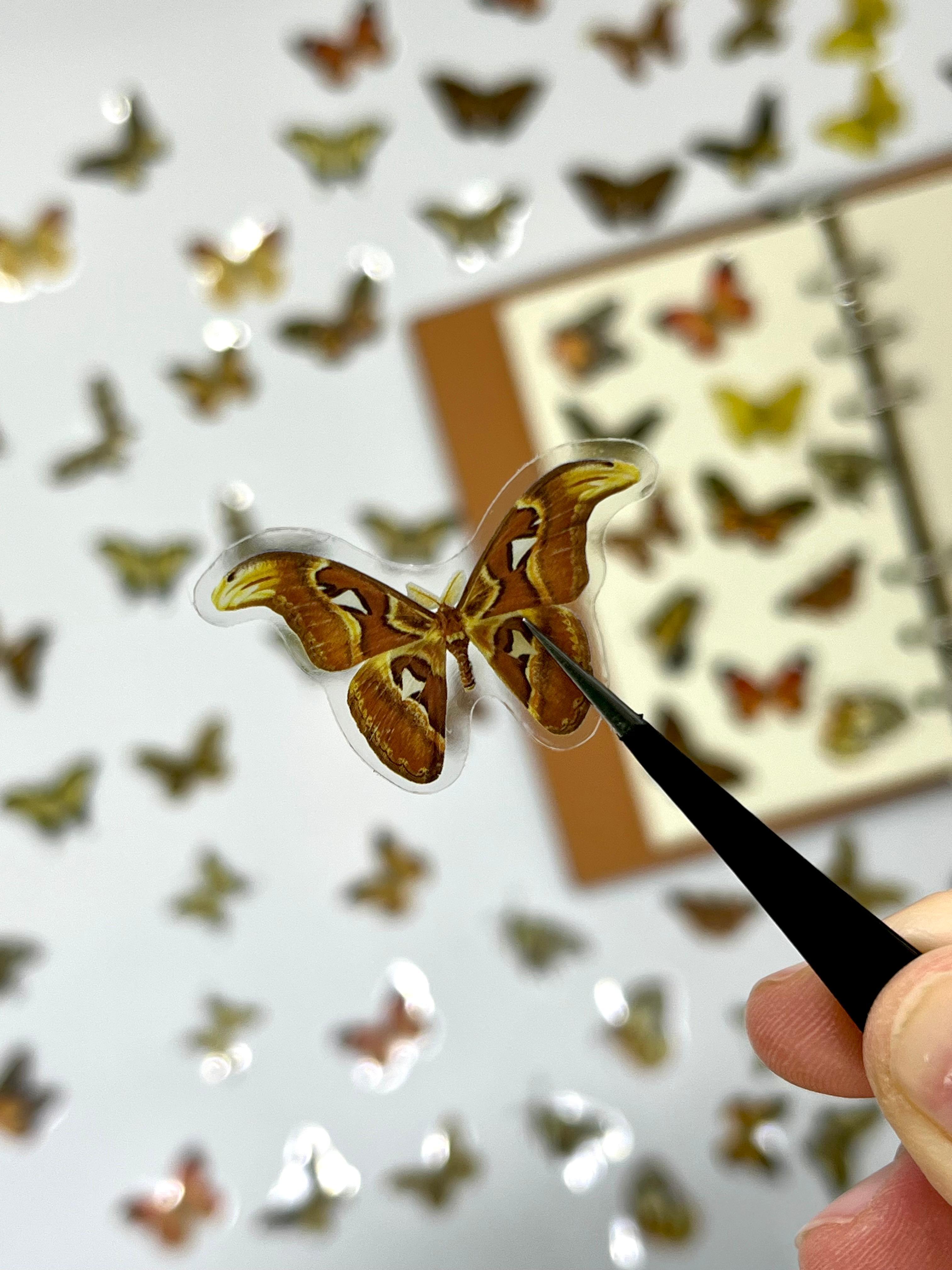 The World Of Butterflies Mini Kelebek Sticker Seti/40 Adet/Turuncu&Sarı Tonlarında/Etiket/Çıkartma