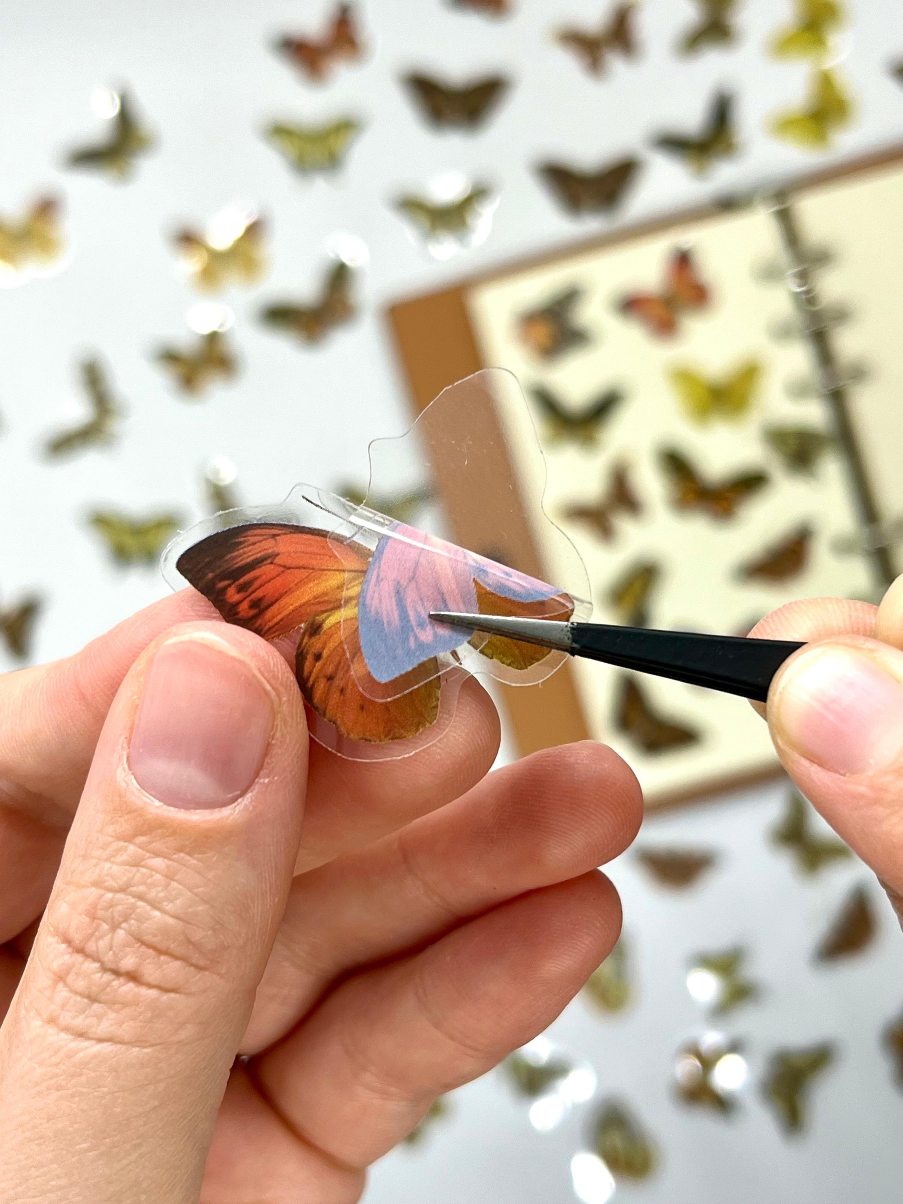 The World Of Butterflies Mini Kelebek Sticker Seti/40 Adet/Turuncu&Sarı Tonlarında/Etiket/Çıkartma