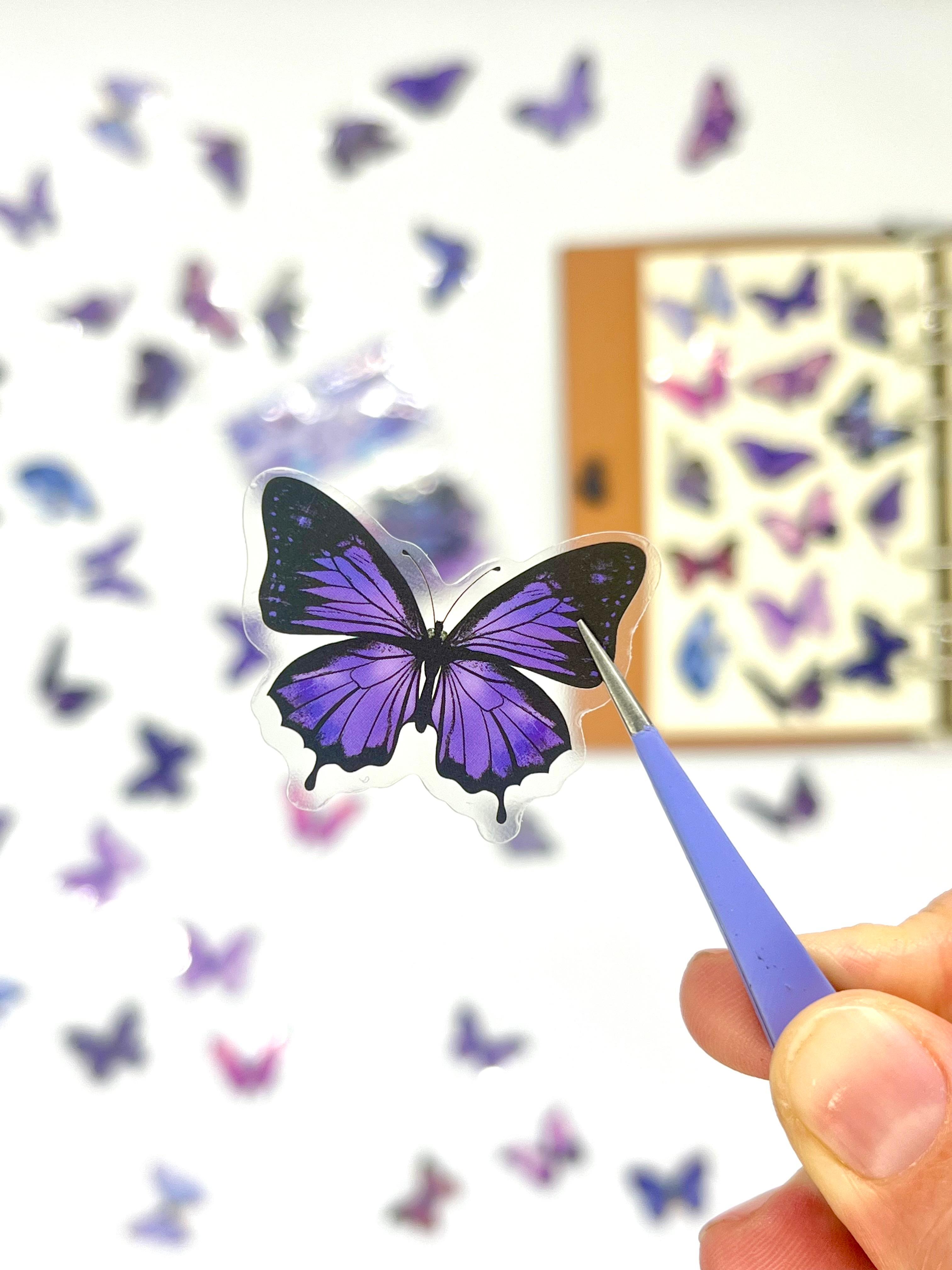 The World Of Butterflies Mini Kelebek Sticker Seti/40 Adet/Mor Tonlarında/Etiket/Çıkartma