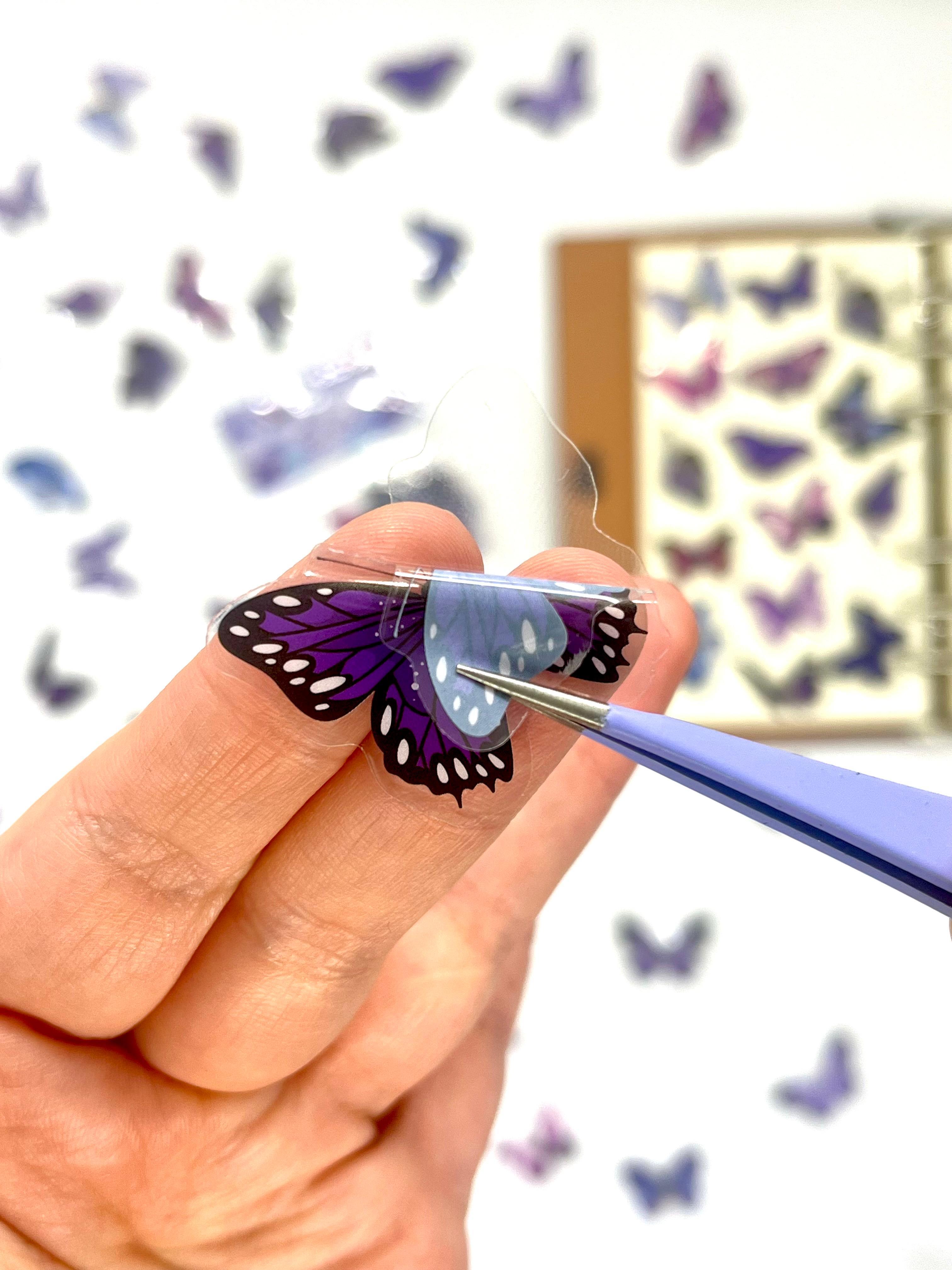 The World Of Butterflies Mini Kelebek Sticker Seti/40 Adet/Mor Tonlarında/Etiket/Çıkartma