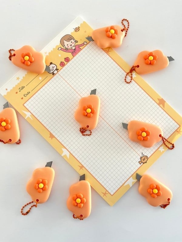 Turuncu Çiçek Desenli Mini Maket Bıçağı/Sanat Bıçağı/Bullet Journal/Scrapbook/Falçata