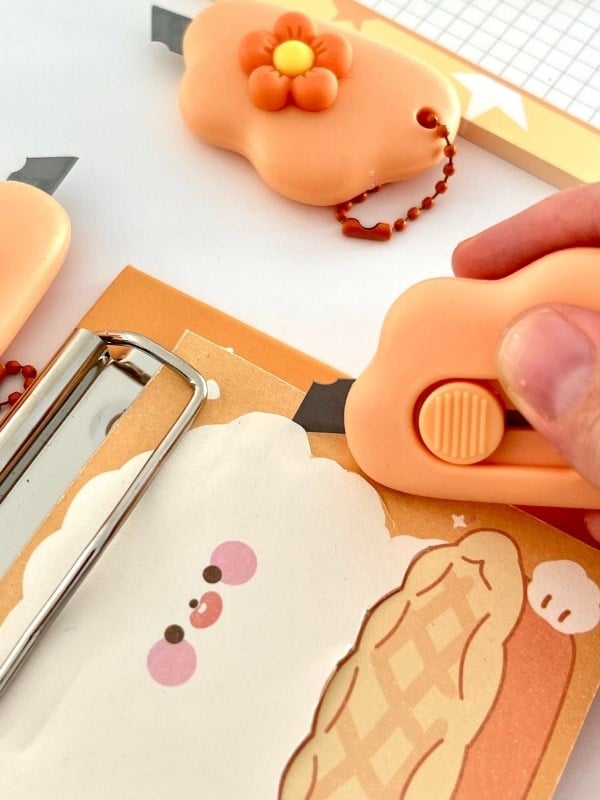 Turuncu Çiçek Desenli Mini Maket Bıçağı/Sanat Bıçağı/Bullet Journal/Scrapbook/Falçata
