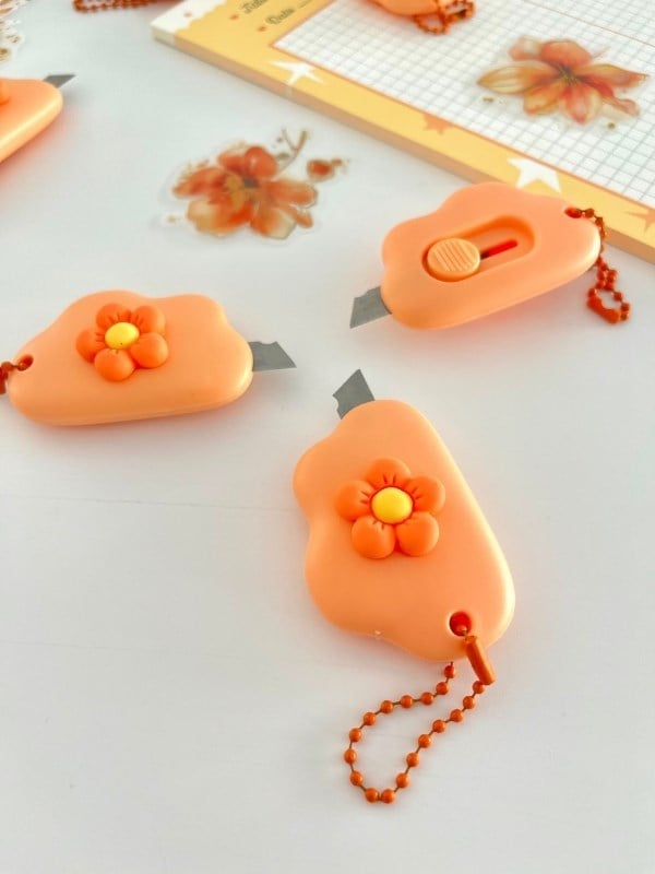 Turuncu Çiçek Desenli Mini Maket Bıçağı/Sanat Bıçağı/Bullet Journal/Scrapbook/Falçata
