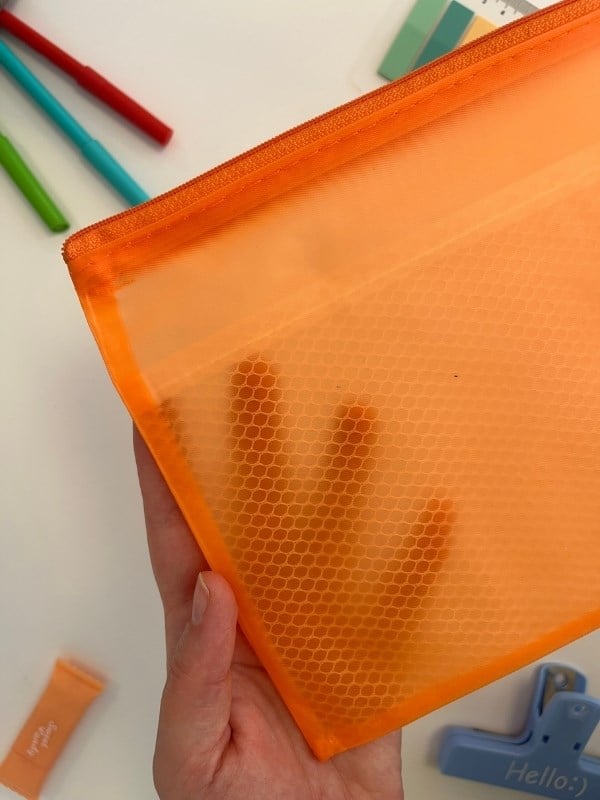 Turuncu Yarı Şeffaf Küçük Boy Çift Bölme Fermuarlı Organizer Dosya Çantası (23*16.5cm)/Toparlayıcı