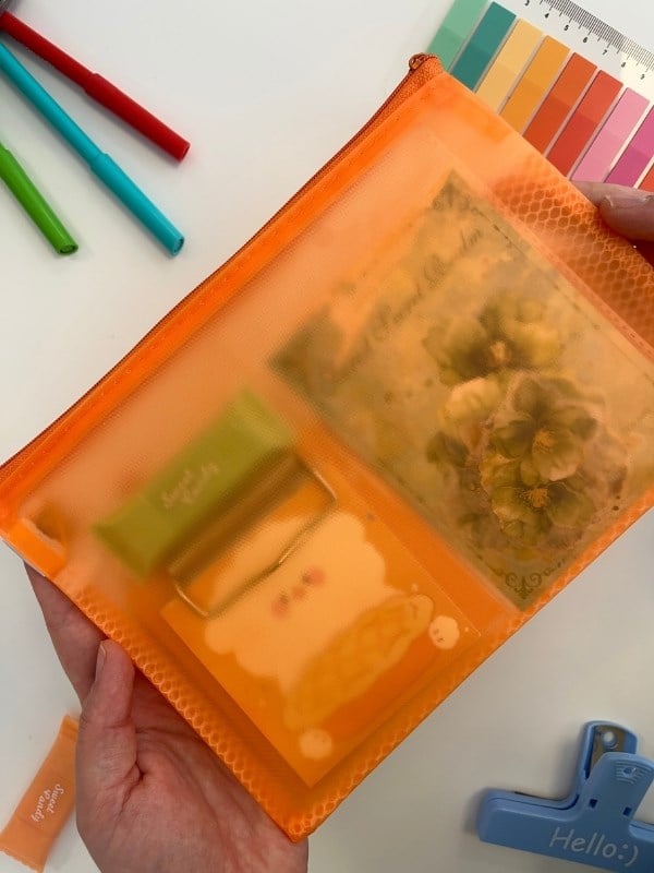 Turuncu Yarı Şeffaf Küçük Boy Çift Bölme Fermuarlı Organizer Dosya Çantası (23*16.5cm)/Toparlayıcı