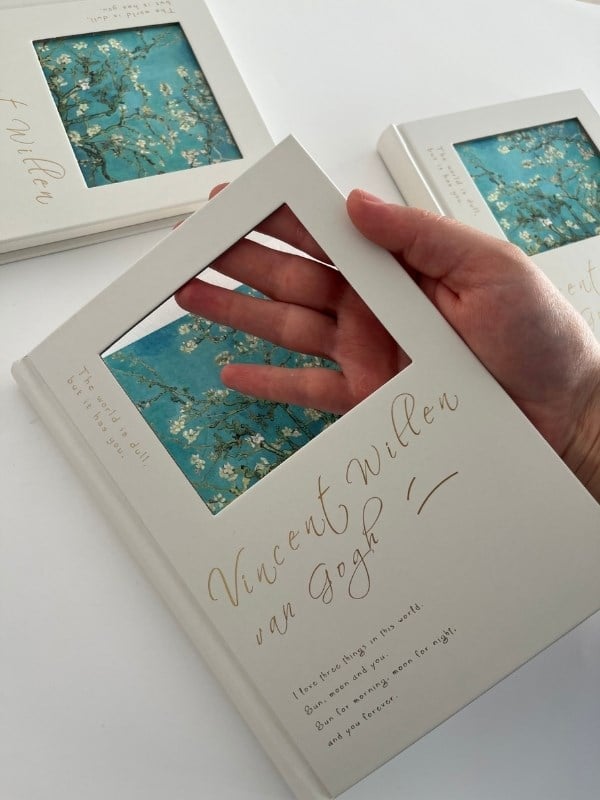 Van Gogh Badem Çiçeği Tasarımlı Çizgili Sert Kapak Defter/Ajanda/Planlayıcı/Bullet Journal