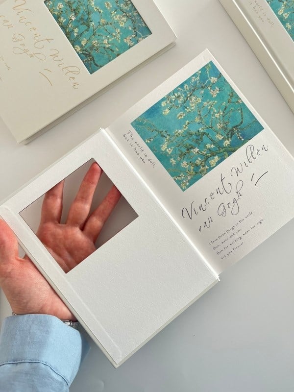 Van Gogh Badem Çiçeği Tasarımlı Çizgili Sert Kapak Defter/Ajanda/Planlayıcı/Bullet Journal