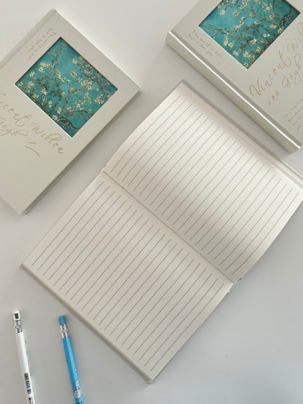 Van Gogh Badem Çiçeği Tasarımlı Çizgili Sert Kapak Defter/Ajanda/Planlayıcı/Bullet Journal