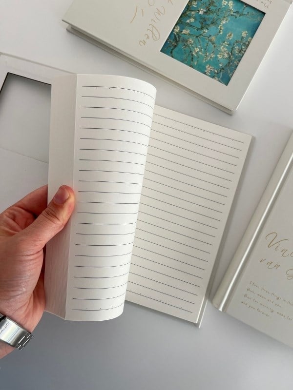 Van Gogh Badem Çiçeği Tasarımlı Çizgili Sert Kapak Defter/Ajanda/Planlayıcı/Bullet Journal