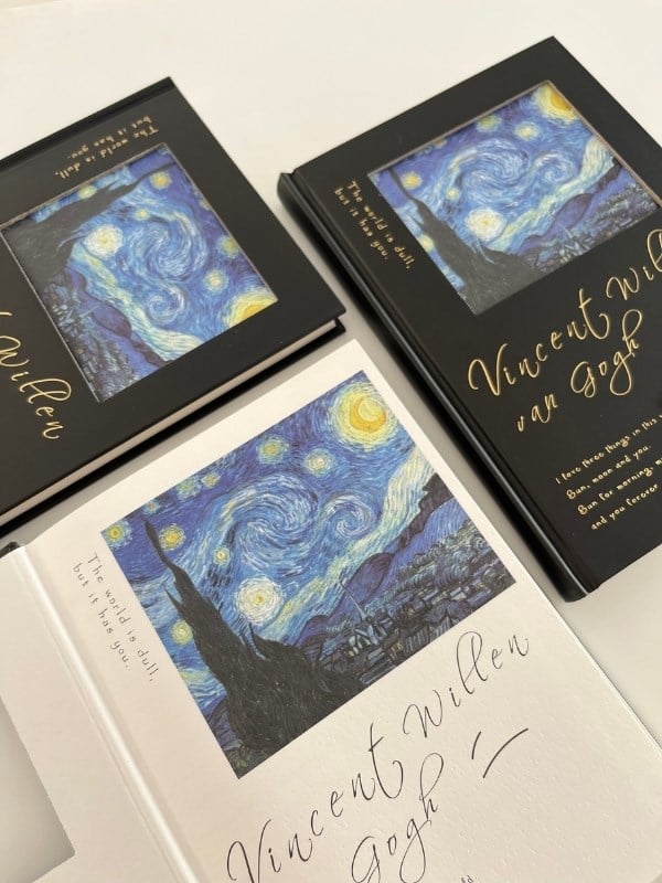 Van Gogh Yıldızlı Gece Tasarımı Çizgili Sert Kapak Defter/Ajanda/Planlayıcı/Bullet Journal
