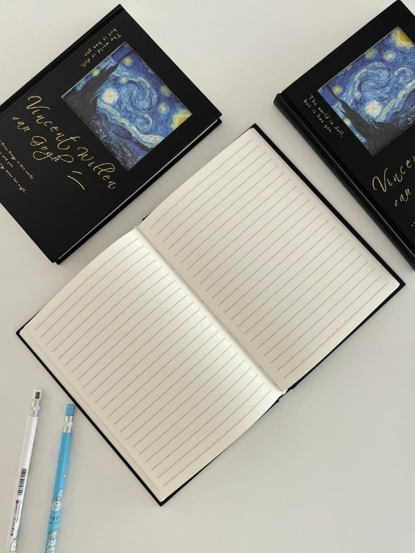 Van Gogh Yıldızlı Gece Tasarımı Çizgili Sert Kapak Defter/Ajanda/Planlayıcı/Bullet Journal