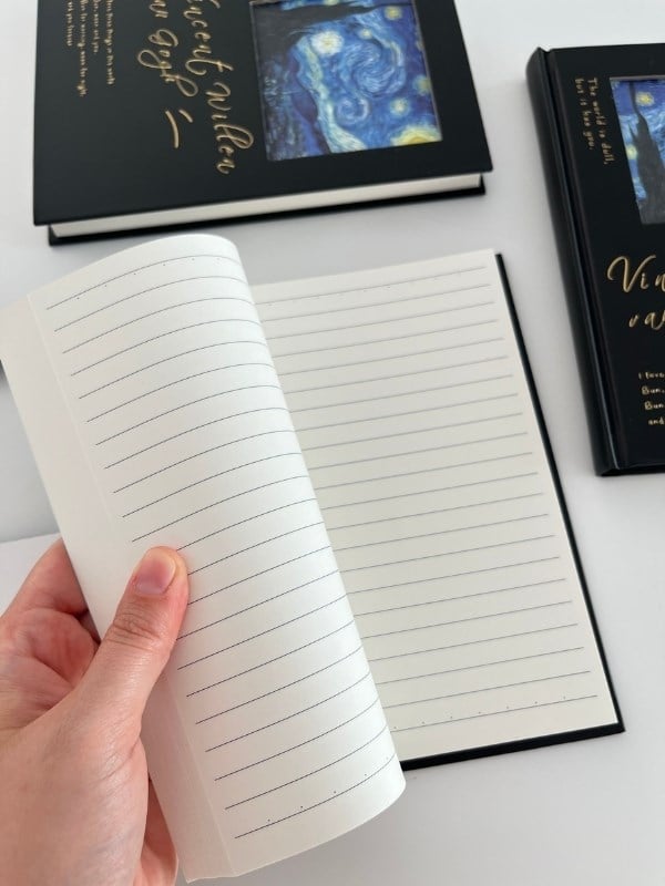 Van Gogh Yıldızlı Gece Tasarımı Çizgili Sert Kapak Defter/Ajanda/Planlayıcı/Bullet Journal