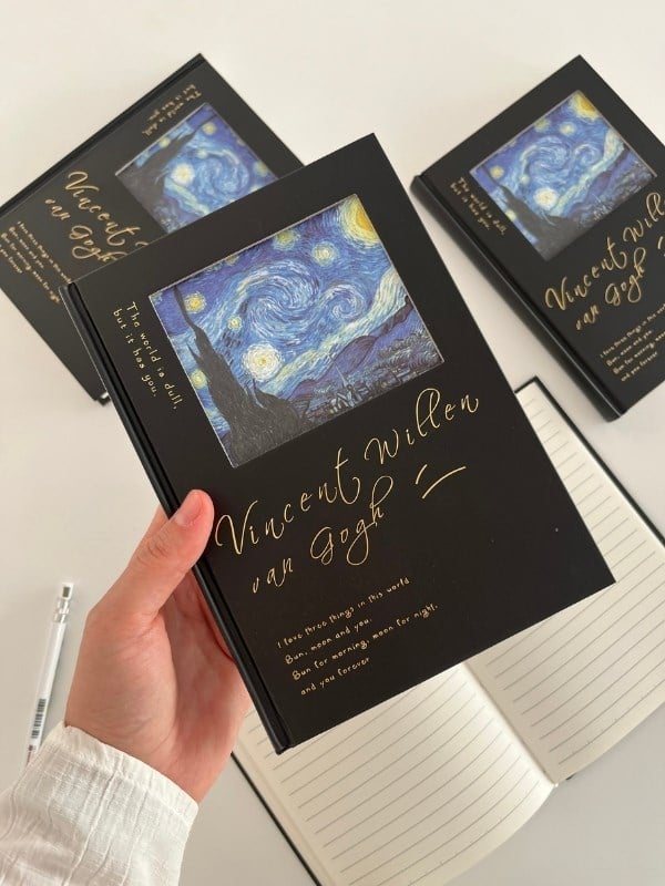 Van Gogh Yıldızlı Gece Tasarımı Çizgili Sert Kapak Defter/Ajanda/Planlayıcı/Bullet Journal