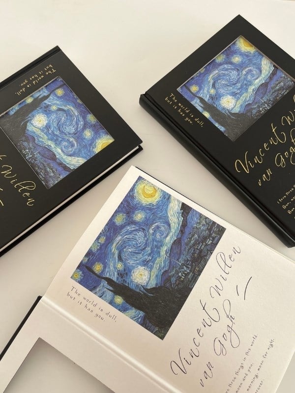Van Gogh Yıldızlı Gece Tasarımı Çizgili Sert Kapak Defter/Ajanda/Planlayıcı/Bullet Journal