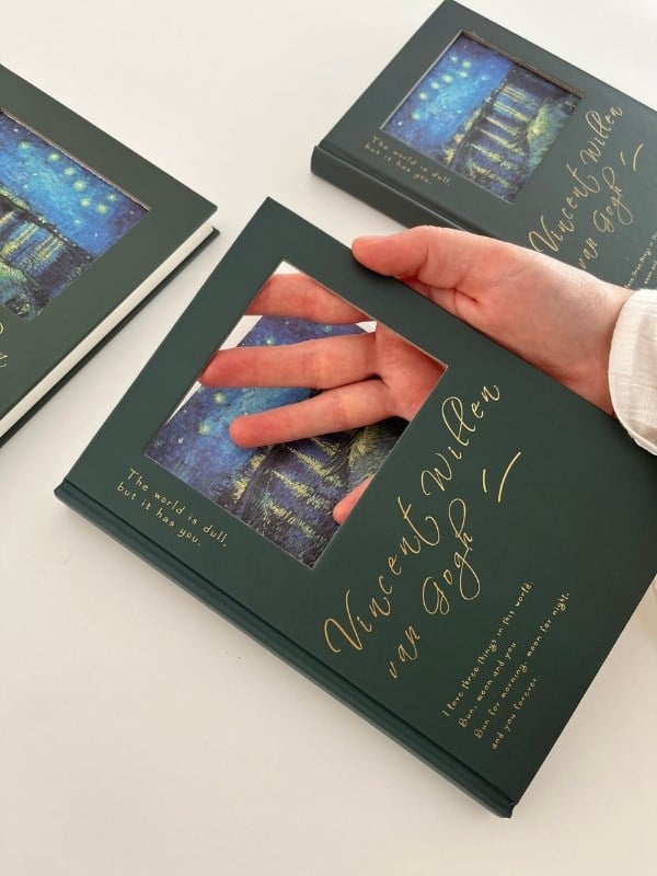 Van Gogh Yıldızlı Nehir Tasarımlı Çizgili Sert Kapak Defter/Ajanda/Planlayıcı/Journal
