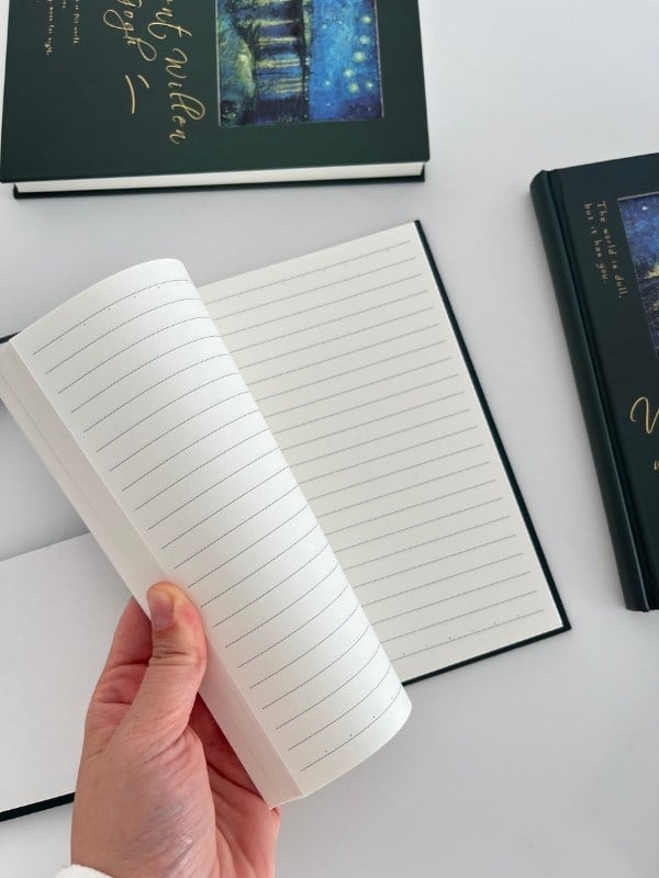 Van Gogh Yıldızlı Nehir Tasarımlı Çizgili Sert Kapak Defter/Ajanda/Planlayıcı/Journal