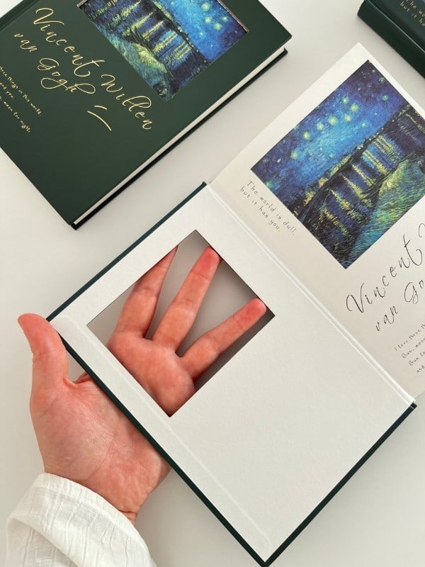 Van Gogh Yıldızlı Nehir Tasarımlı Çizgili Sert Kapak Defter/Ajanda/Planlayıcı/Journal