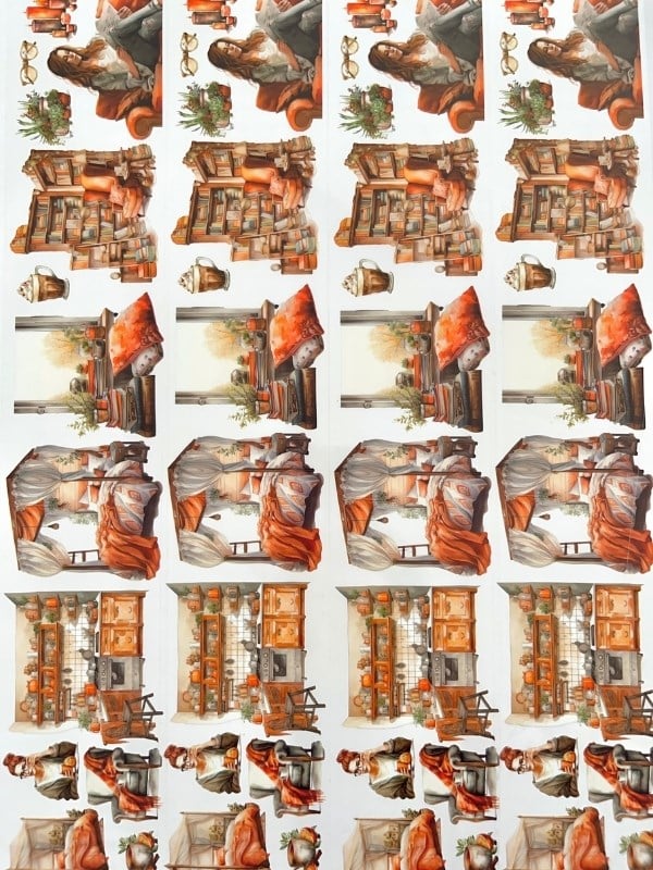 Vintage Autumn Cozy Room Sonbahar Ev Tasarımı 2m Washi Bant/Masking Tape/Desenli Bant/Bullet Journal