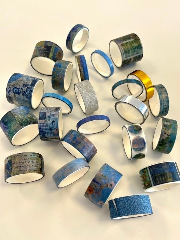 Vintage Blue Impression Gallery 24'lü Dekoratif Washi Bant Koleksiyon Seti/Washi Tape/Desenli Bant