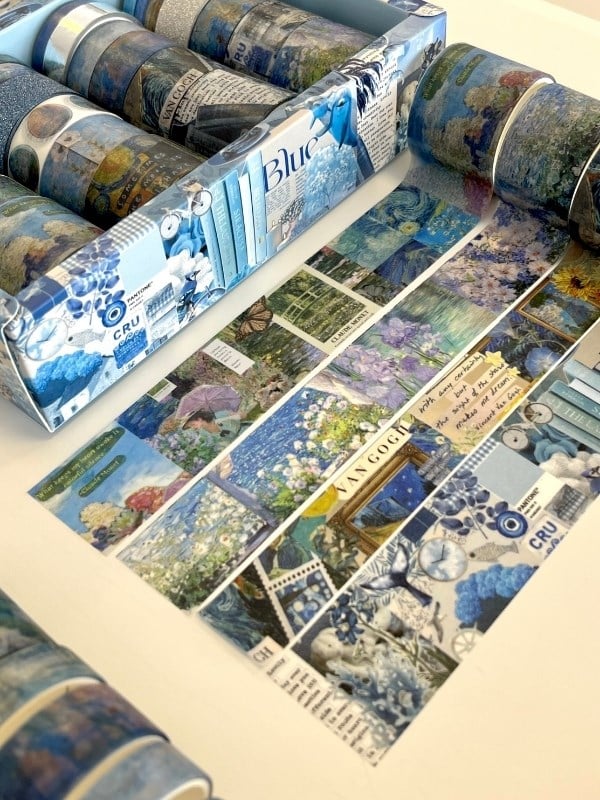 Vintage Blue Impression Gallery 24'lü Dekoratif Washi Bant Koleksiyon Seti/Washi Tape/Desenli Bant