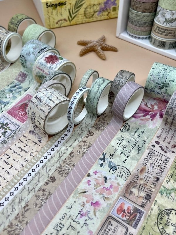 Vintage Botanik Temalı 20’li Washibant Seti-Wilderness Remains Serisi (20*2m)/Masking Tape/Desenli Bant