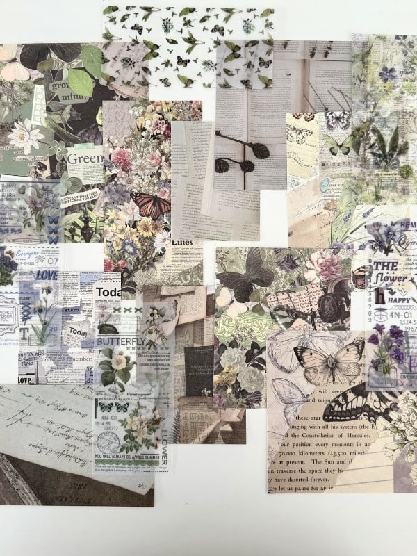 Vintage Butterfly Archive Kelebek Temalı 140 Parça Dopdolu Journal Scrapbook Seti/Defter/Washi Bant