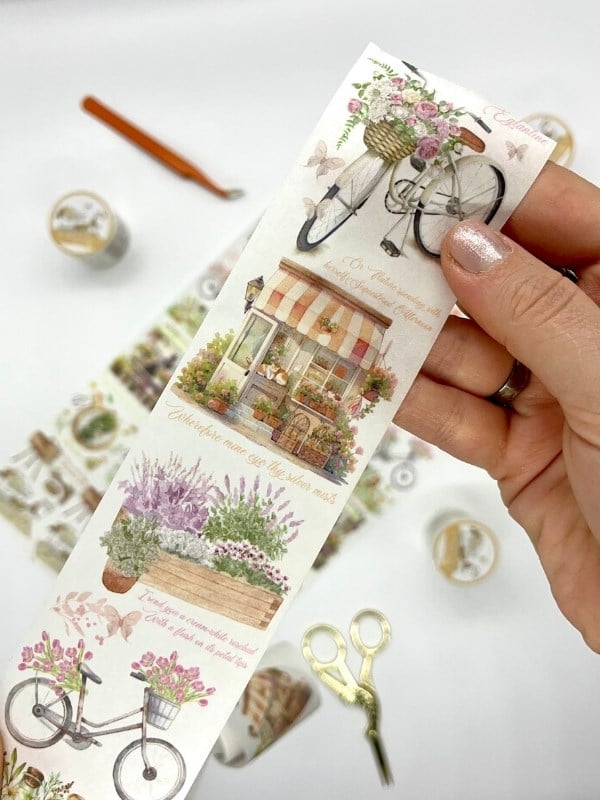 Vintage Çiçekçi Dükkanı ve Lavanta Temalı 2m Washi BantWashi Tape/Masking Tape/Desenli Bant